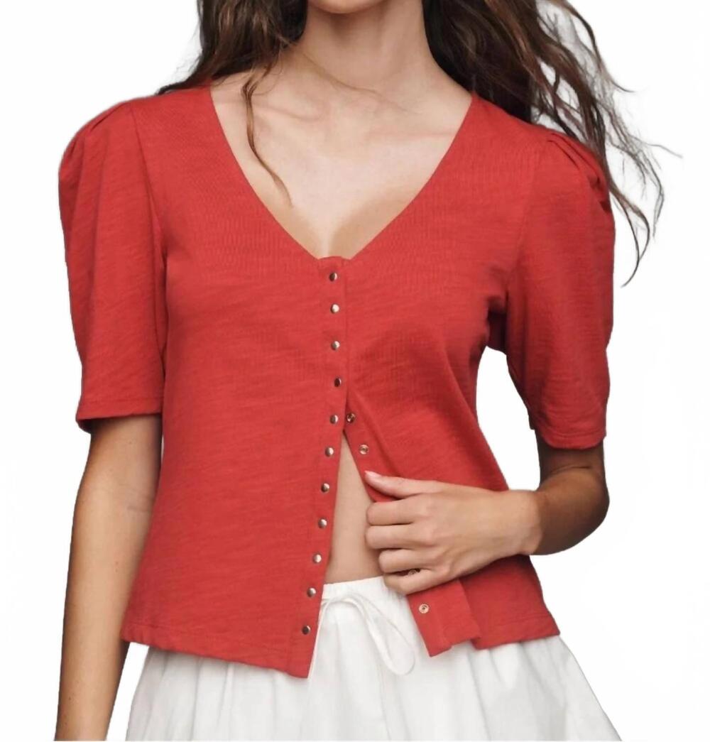 NEW NATION LTD jen button-down blouse in heartbeat red